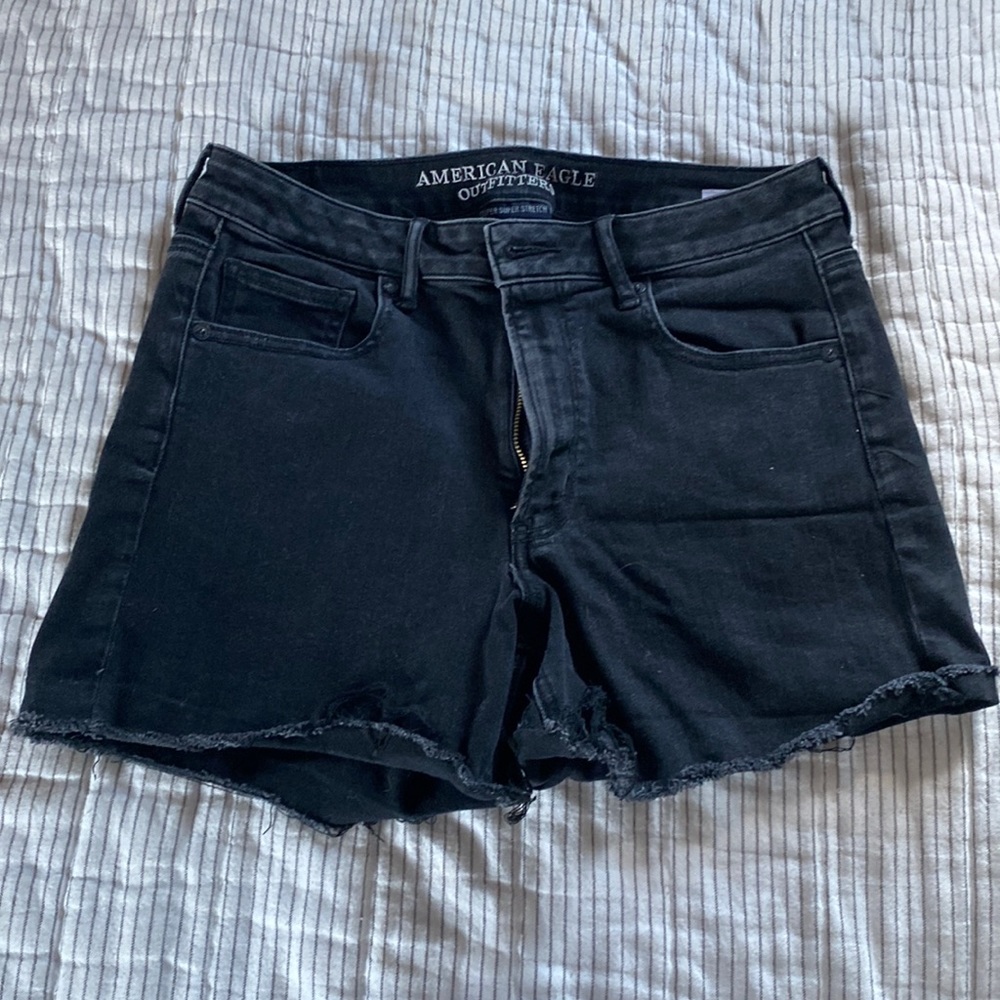 AE Super Hi-Rise Black Denim Shortie